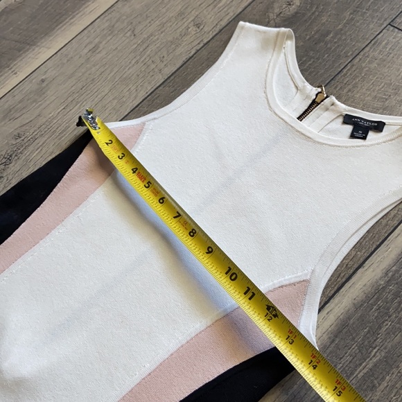 Ann Taylor Neutral Color Block Exposed Zipper Top - Picture 7 of 8